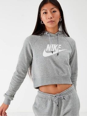 Nike Essentials Grey Cropped Hoodie